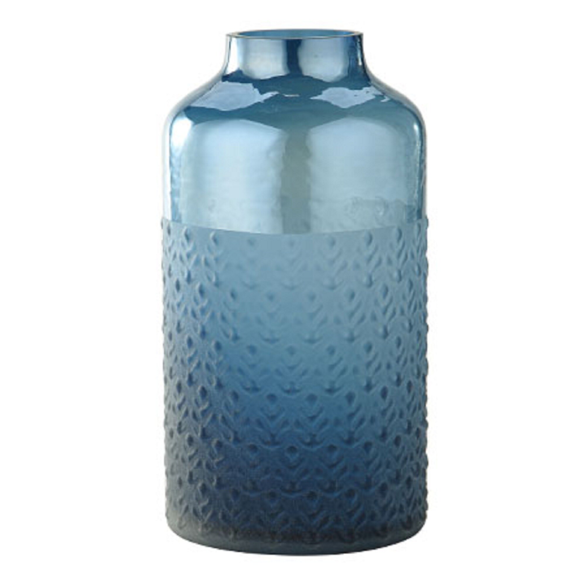 Shop 11 Blue Leaf Pattern Embossed Glass Vase Overstock 28683266