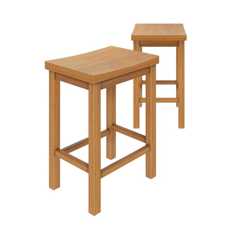 Now Furniture Solid Wood Backless Saddle Seat Counter Height Stool