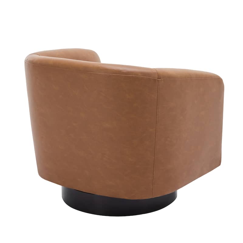 Faux Leather Accent Barrel Chair with Swivel Base