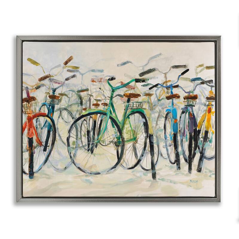 Stupell Group of Bicycles Framed Floater Canvas Wall Art Design By Dusza - 21 x 17 - Grey