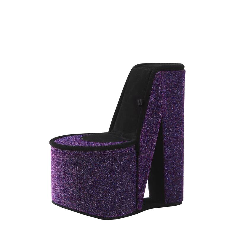 9" Blue And Black Glitter Velvet High Heel Jewelry Box