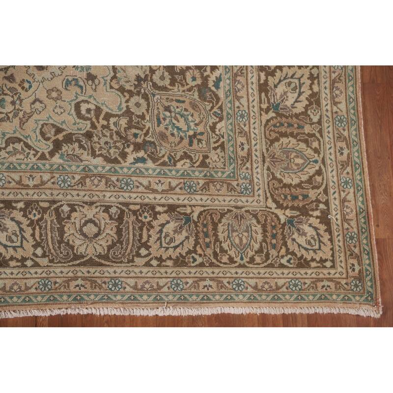 Hand Knotted Oriental 100% Wool Carpet Traditional Floral Oranges & Rust Mashad Area Rug - 12' 4'' X 9' 5''
