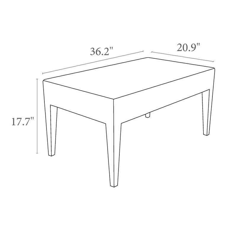 36" White Outdoor Patio Wickerlook Rectangular Coffee Table
