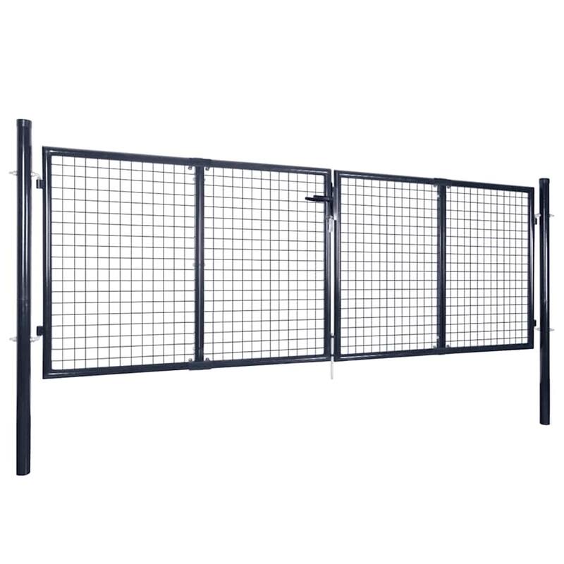 vidaXL Mesh Garden Gate Galvanised Steel 118.1x39.4" Grey - 120.5 x 59.1"