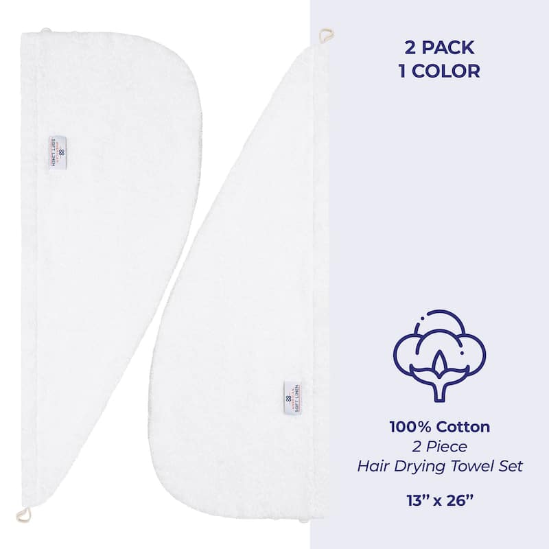 American Soft Linen 100% Cotton Hair Drying Towels for Women, Cotton Hair Turban Turkish Towel Wrap, Head Towel Cap for Hairs
