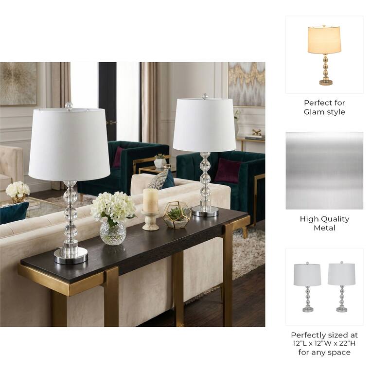Decorative Glass Table Lamp - Set of 2 - 22.0"