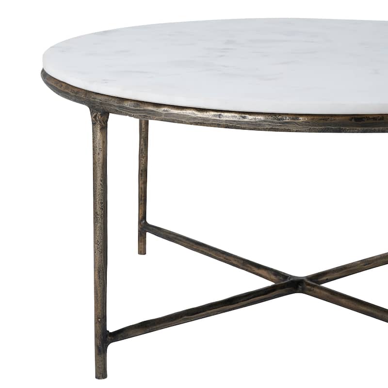 Renwil Pearse Indoor Cast Aluminum Coffee Table, Antique Brass