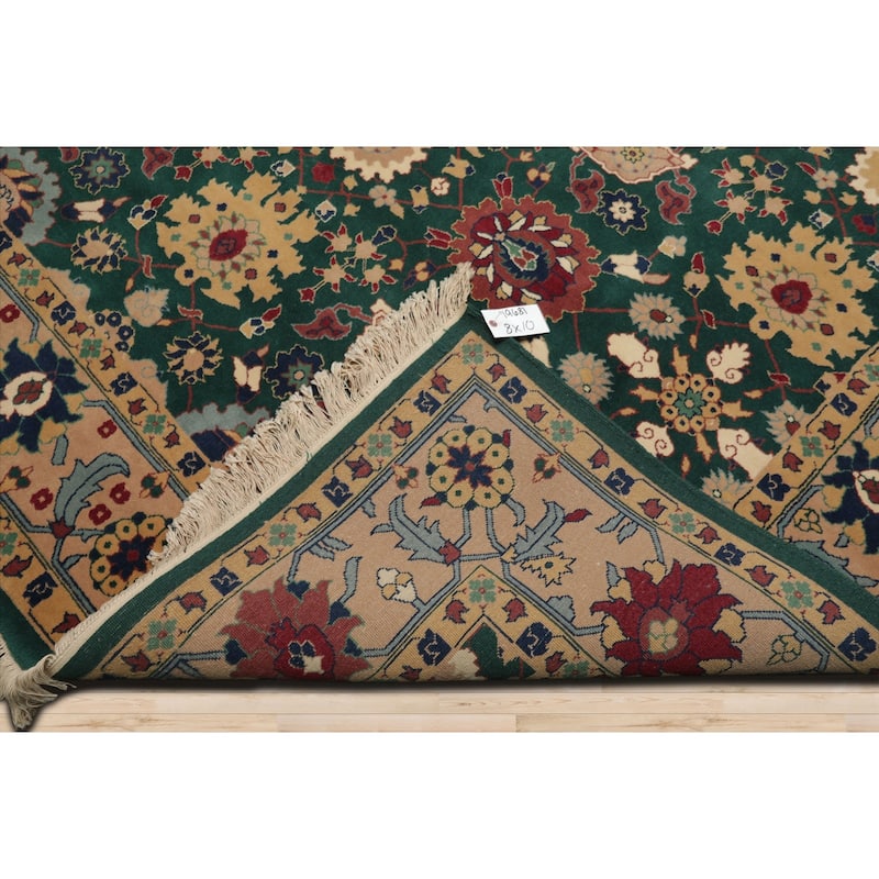 8x10 Hand Knotted New Zewland Wool Green Oushak Crafts Plush Pile Rug - 8' x 10'