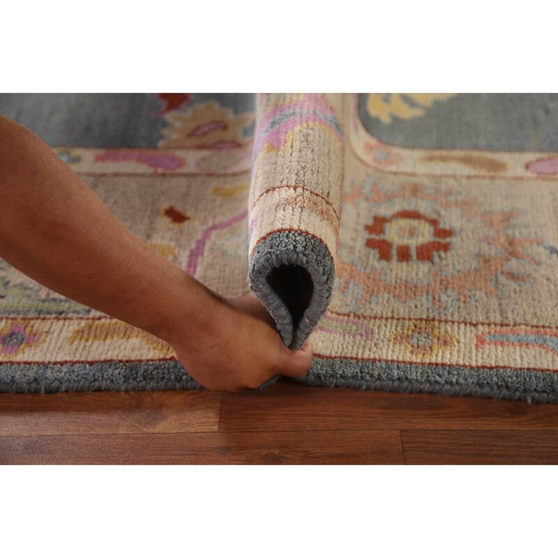Gray Oushak Area Rug Hand-Knotted Wool Carpet - 8'10"x 11'8"
