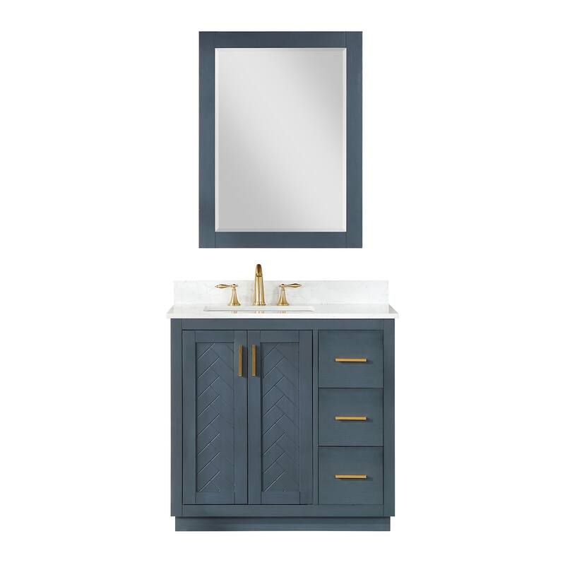 Altair Gazsi Bathroom Vanity with Composite Stone Countertop with Mirror