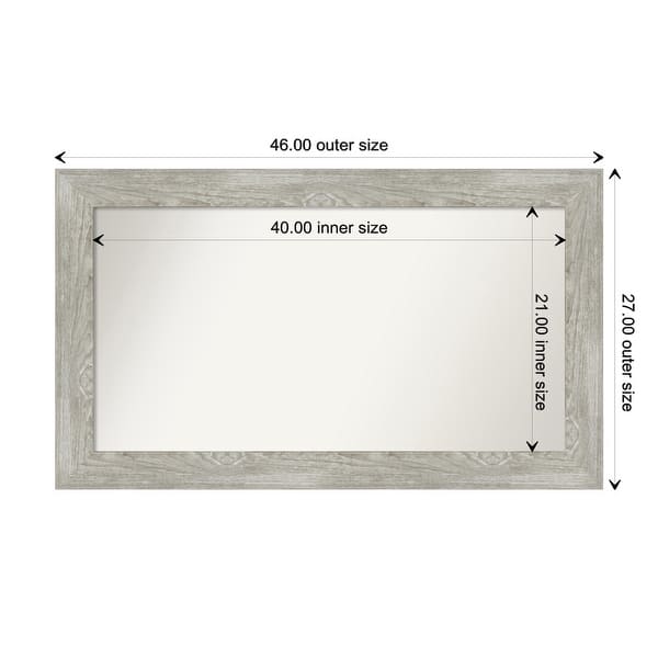 dimension image slide 105 of 113, Dove Greywash Framed Non-Beveled Custom Wall Mirror, Bathroom Vanity Mirror