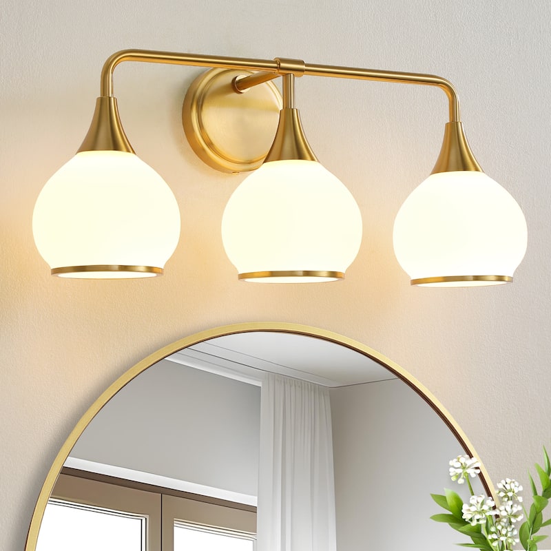 Modern Vanity Lights Dimmable Bathroom Light Fixtures with Glass Shade
