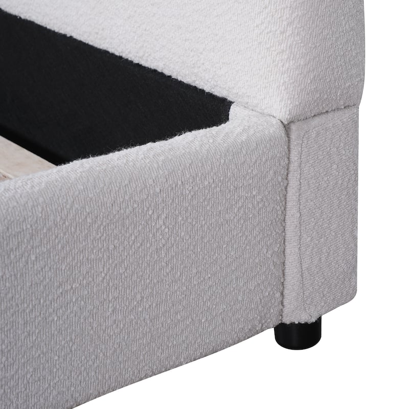 Christopher Knight Home - Luis Boucle Upholstered Bed Frame with Half-Round Headboard