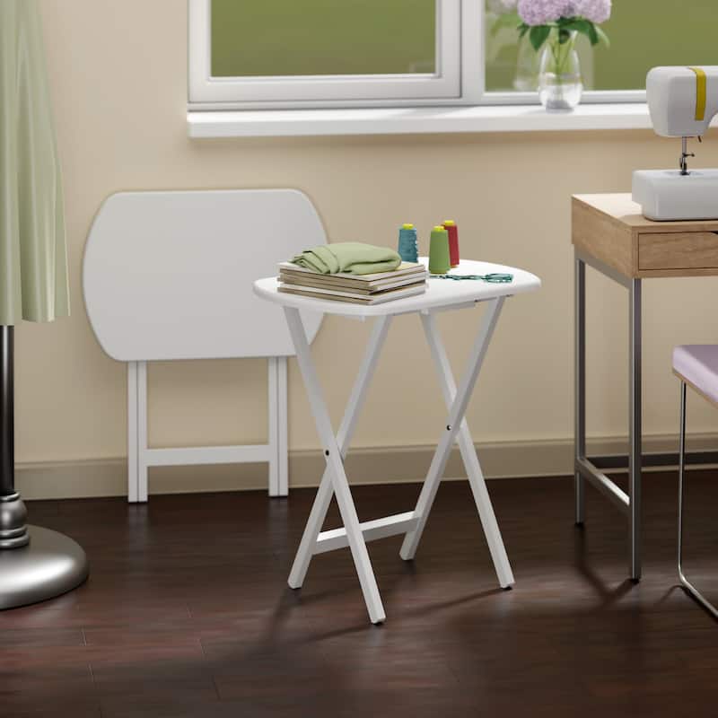 2pc Oversized Rectangular Snack Tables - 25.5" - White