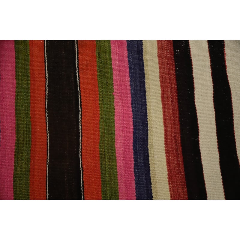 Hand Woven Oriental 100% Wool Carpet Southwestern Geometric Multi-Colored Kilim Area Rug - 9' 9'' X 6' 2''