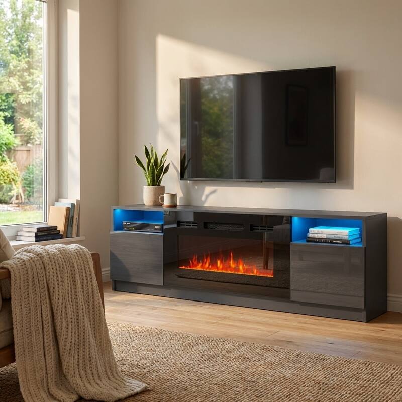 Meble Furniture York Electric Fireplace TV Stand for up to 85" TVs - 78.7"W x 22.3"H