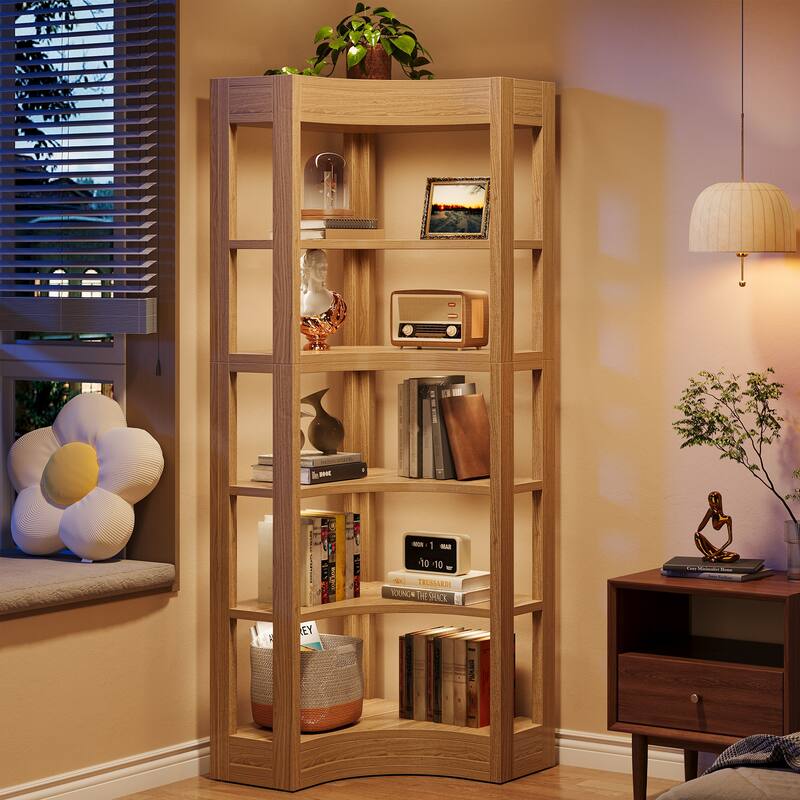 Corner Shelf, 71 Inch Tall L-Shaped Bookcase