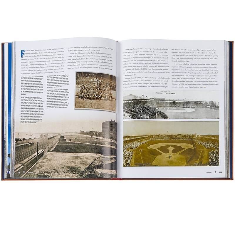 Graphic Image Ballparks Past & Present Coffee Table Book, Leather, Tan