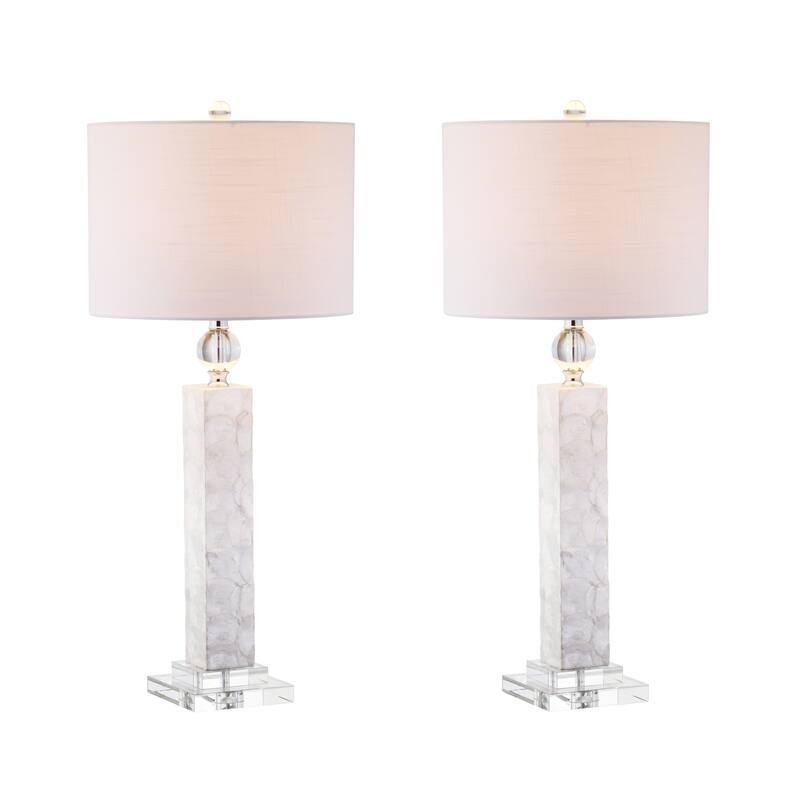 Lucille 32" LED Seashell Table Lamp, White (Set of 2) by JONATHAN Y