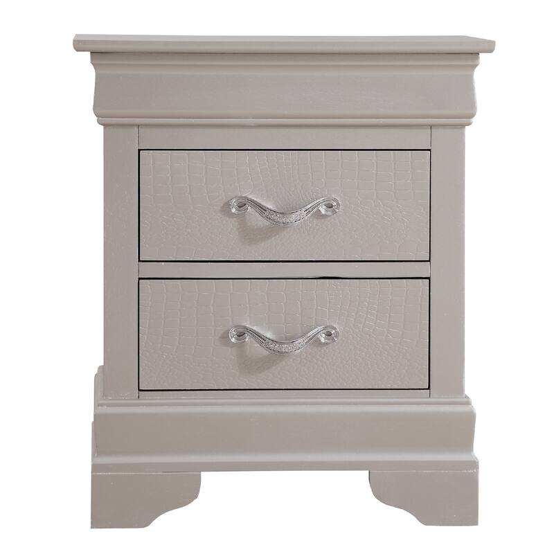 2-Drawer Textured Wooden Nightstand - 24" - Beige