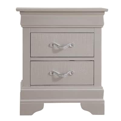 2-Drawer Textured Wooden Nightstand - 24" - Beige