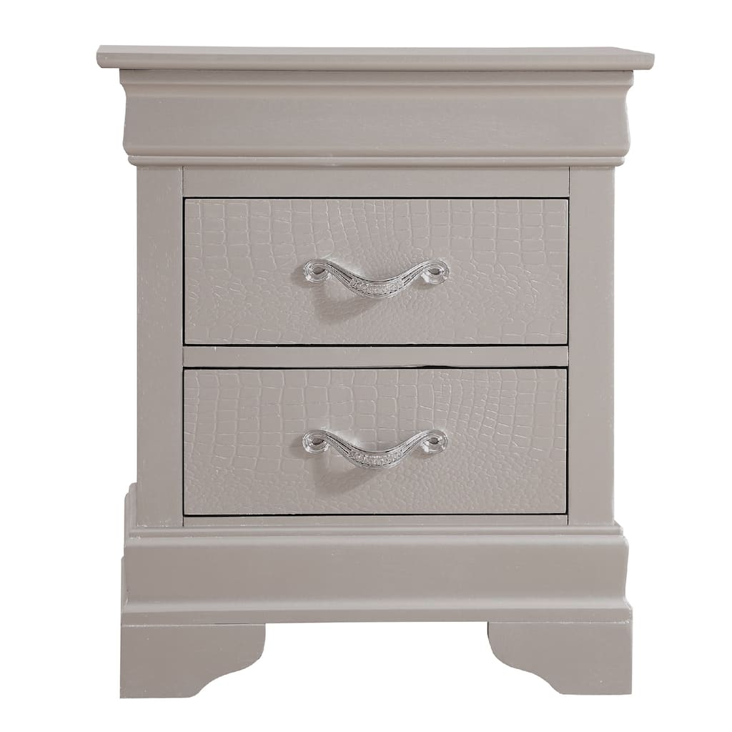 2-Drawer Textured Wooden Nightstand - 24" - Beige