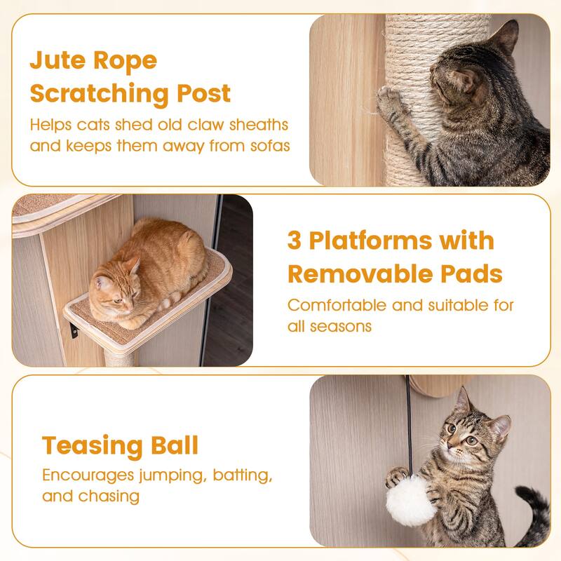Gymax Door Hanging Cat Climber w/Plush Bed Scratching Post Carpeted