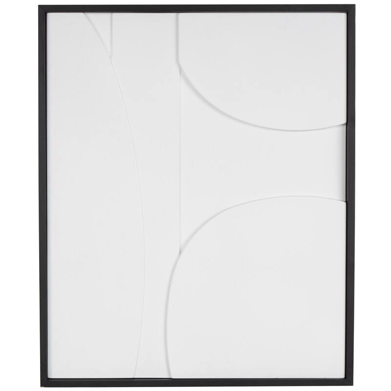 Wood Geometric Dimensional Art Deco Arched Living Room Wall Decor with Brown or Black Frame - Cream or White - Roche River Decor - White - 25.5L x 1.8W x 31.25H