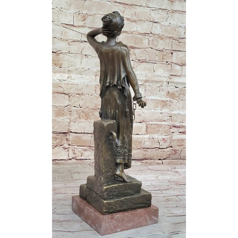 Captive Woman Awaits Her Savior - Bronze Sculpture Statue By Villanis On Marble Base