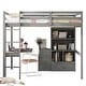 preview thumbnail 8 of 11, Wood High Full Size Loft Bed with Desk,Storage Shelves and Drawers for Home