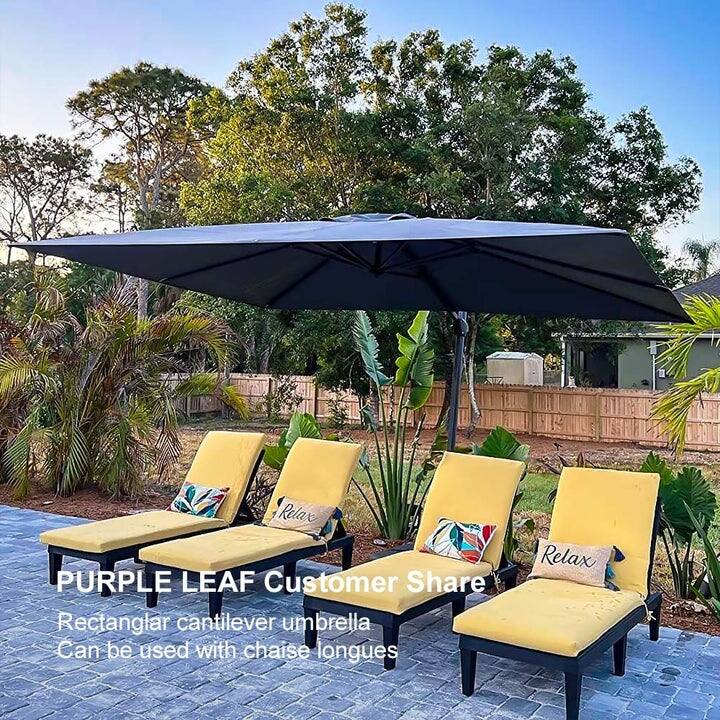 PURPLE LEAF 9 x 11.5 ft 360 Degree Rotation Patio Umbrella With Base