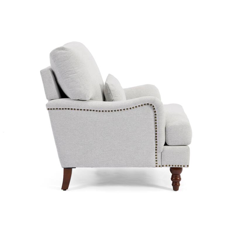 Oversized Accent Chair Chenille Upholstered Armchair With Rivets