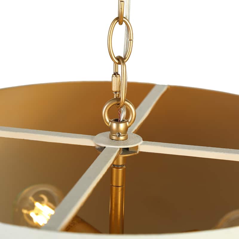 Modern Luxury Brass Gold 4-Light Durm Chandelier White Metal Island Lights - Dia. 23.4" x H 9.4"