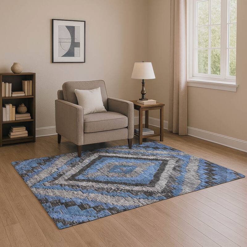 Premium Washable Super Soft Moroccan Mayfield Rug - Blue - 5' x 7'6"