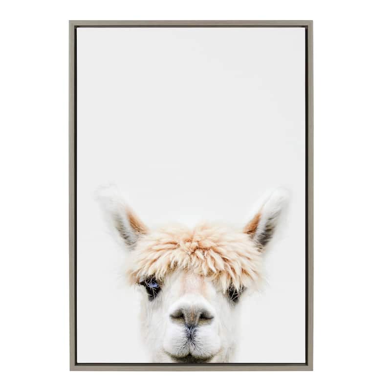 Kate and Laurel Sylvie Bangs Framed Canvas by Amy Peterson - 23x33 - Plastic - Grey