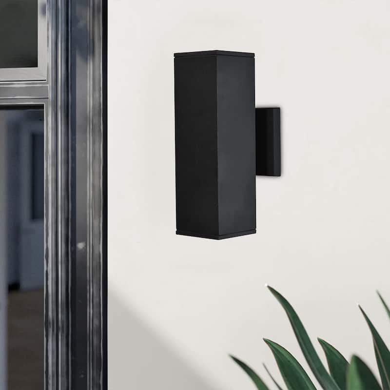 2-Light Modern Industrial Farmhouse 11.02'' Matte Black Outdoor Wall Sconce - N/A