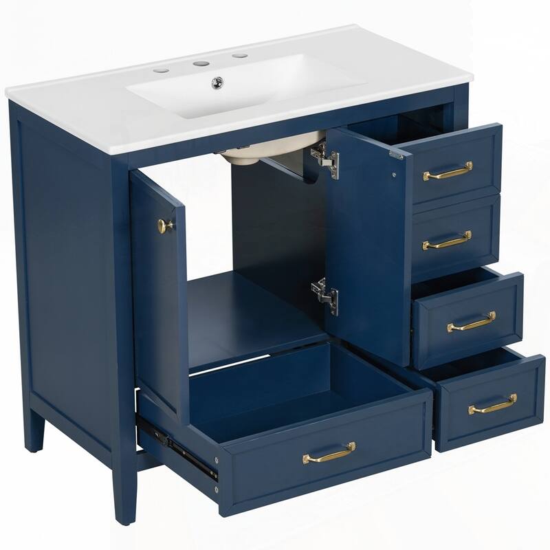 Bathroom Vanity with Sink and Bathroom Cabinet with Soft-Closing Door