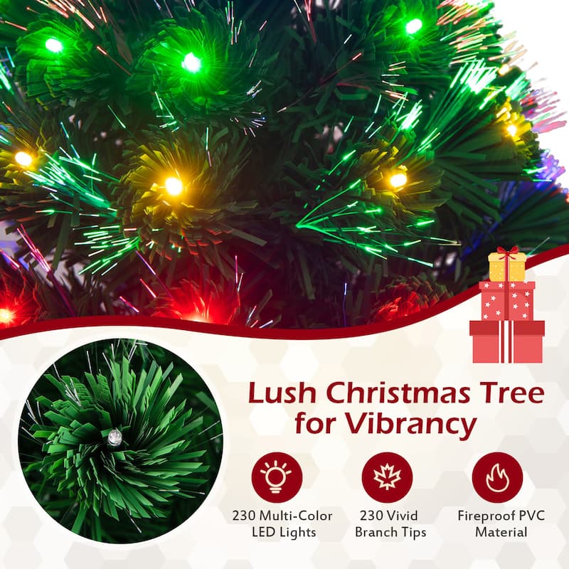 Gymax 6Ft Pre-lit Optical Fiber Christmas Tree w/ Colorful LED Lights - See Details