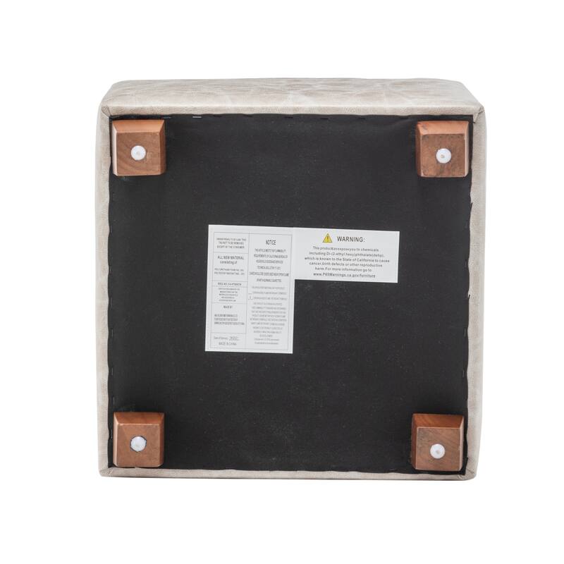 WOVENBYRD Square Storage Ottoman with Piping and Lift Off Lid