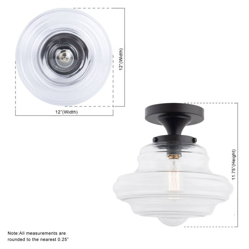 Modern Black Glass Dimmable 1-Light Semi-Flush Mount Ceiling Light