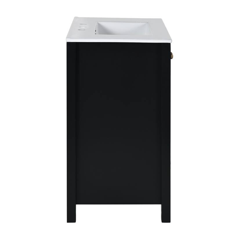 30-Inch Retro Style Bathroom Vanity with Ceramic Sink, 4 Drawers, Soft-Close Hinges, High-Quality MDF Construction