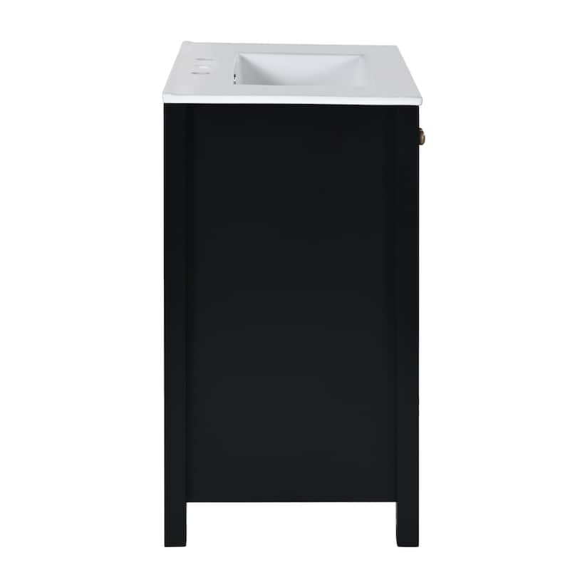 GDFStudio - Haverhill Modern Freestanding Bathroom Vanity with Ceramic Sink and 4 Drawers & Soft Closing Doors - 30'W