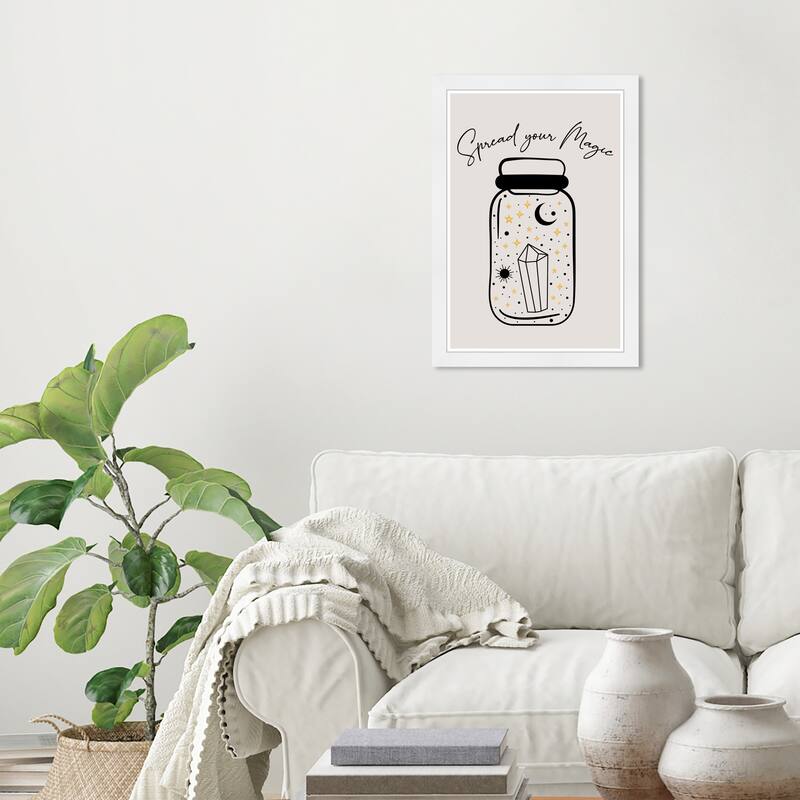 Wynwood Studio Prints Symbols and Objects Spread your magic Black and Bohemian & Eclectic Wall Art Canvas Print - White