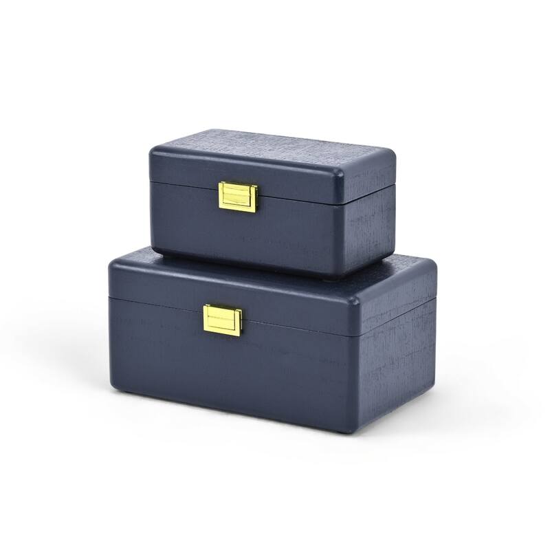 Sable Set of 2 Wooden Boxes with Gold Handles