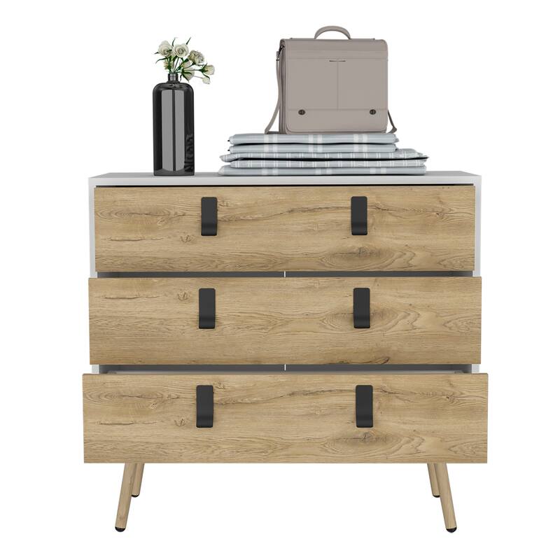 Dresser for Bedroom, Modern 3-Drawer Unit with Handles