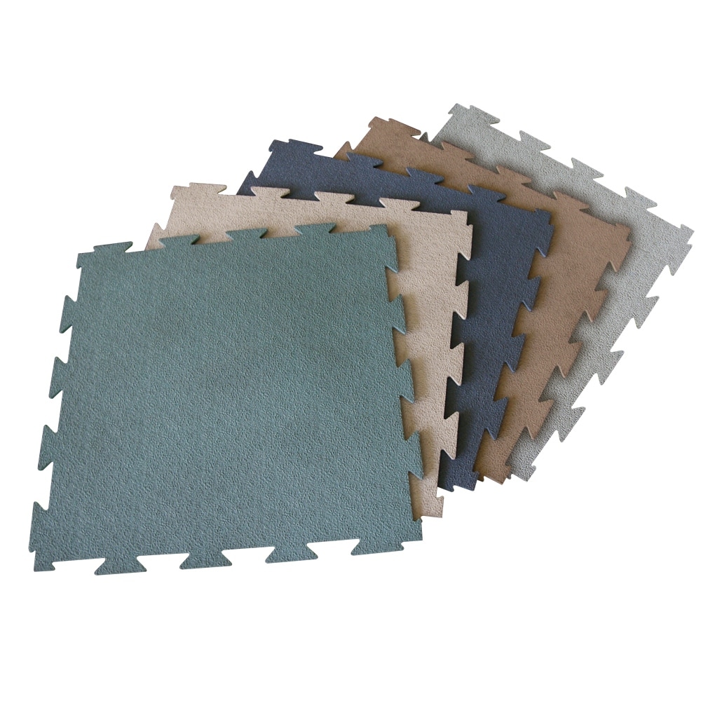 Rubber-Cal "Terra-Flex" Interlocking Rubber Mats - 1/4 in x 24 in x 24 in - 5 Pack - 20 Sqr/Ft - Blue Flooring Tiles