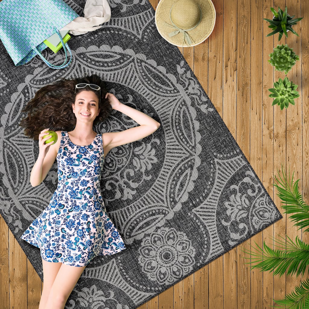 Beverly Rug Medallion Modern Indoor Outdoor Washable Area Rug