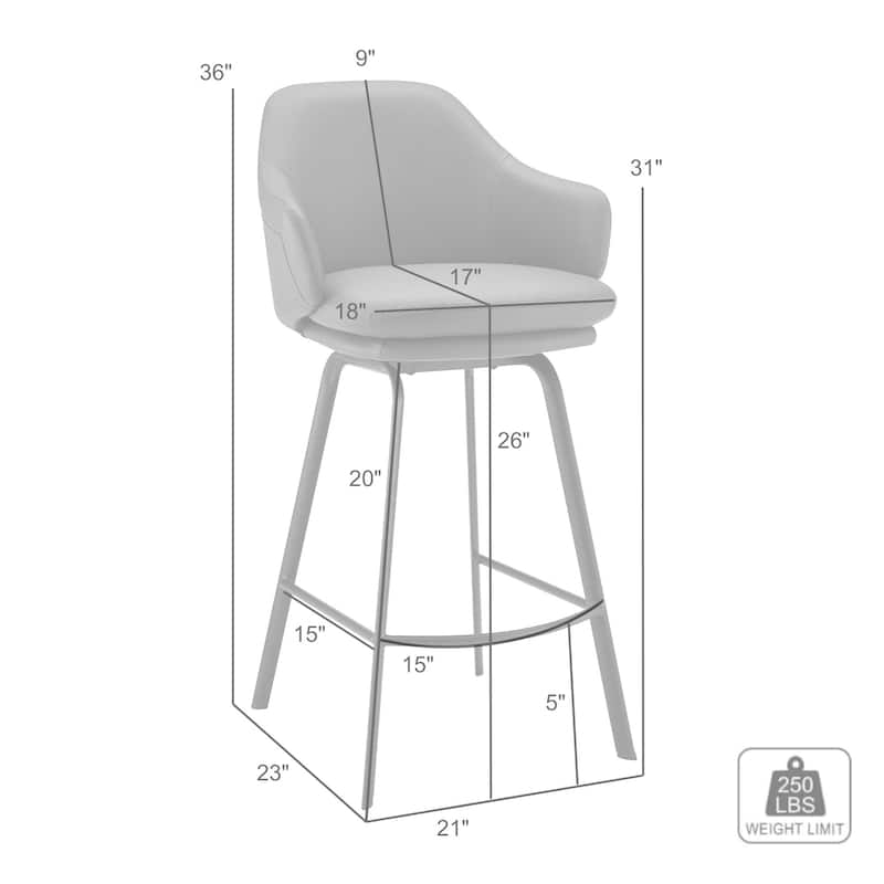 Brigden Faux Leather Upholstered Bar or Counter Swivel Stool - Black matte powder coating
