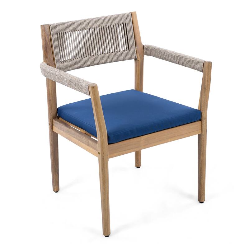 Braided Acacia Wood Outdoor Dining Table and Chairs Set of 2,All-Weather Patio Furniture