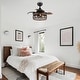 preview thumbnail 2 of 11, 36" Industrial Retractable 3-blade Ceiling Fan Chandelier with Wall Switch